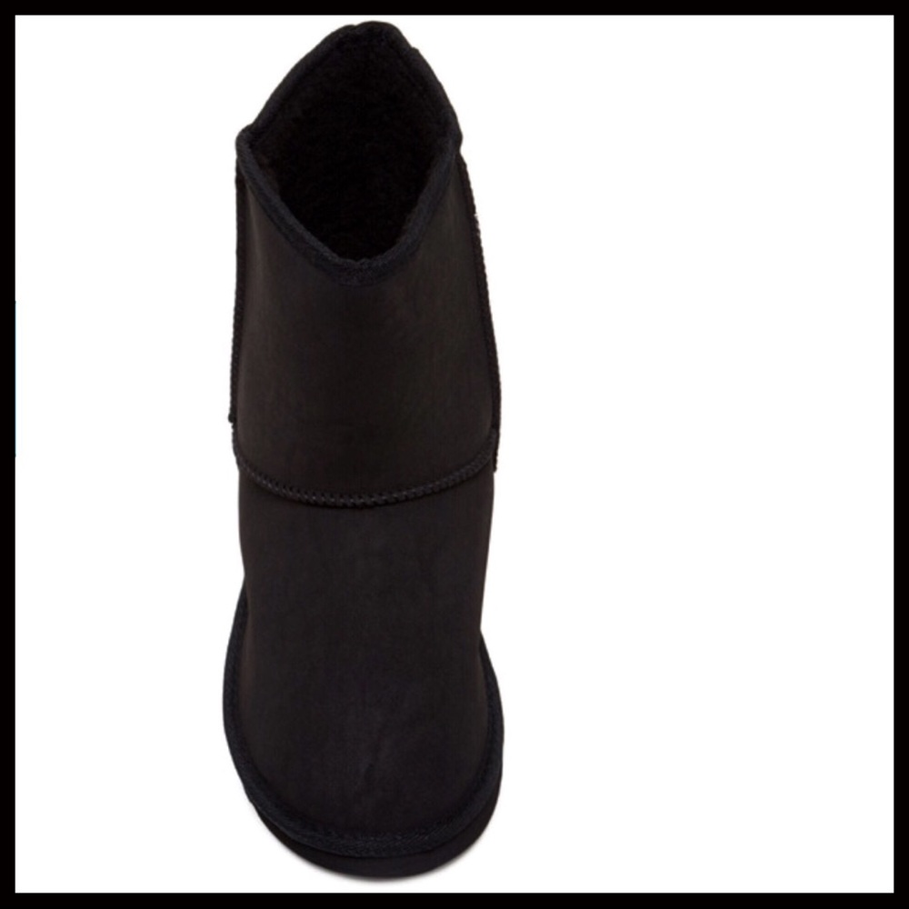 SHORT BLACK FAUX SHEARLING LINED BOOTS BOOTIES A2C - Picture 6 of 8